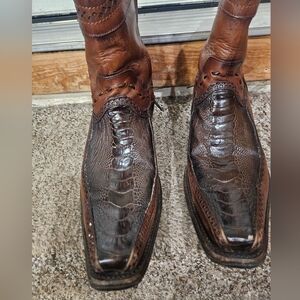 Los Altos Men's Genuine Ostrich Leg Ankle Boot European Square Toe Size 9